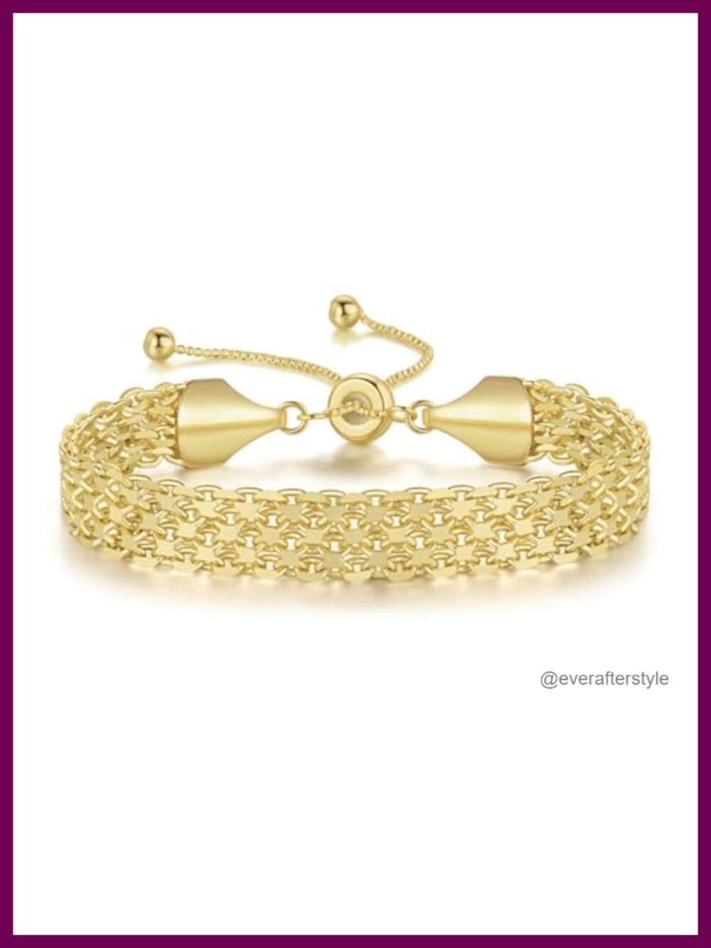 Gold Plated Bracelet Adjustable Mesh Link for Women 14k